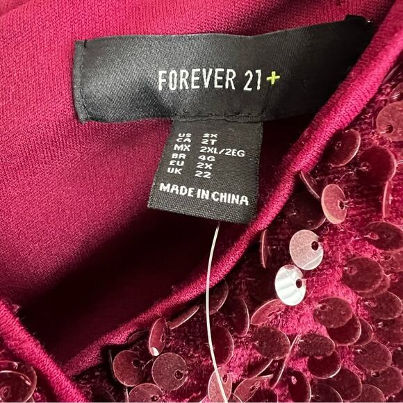 NWT Forever 21 Romper Womens 2X Wine Red Sequin V-Neck NYE Vegas Holiday Glam - Picture 5 of 5